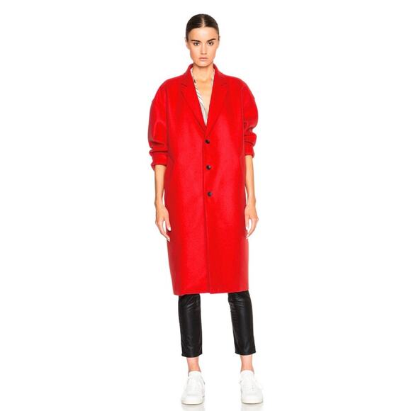 Rag & Bone Blanket Coat Fiery Oversized Style Side Slit Wool Red Women's 4 NWT - Picture 1 of 12